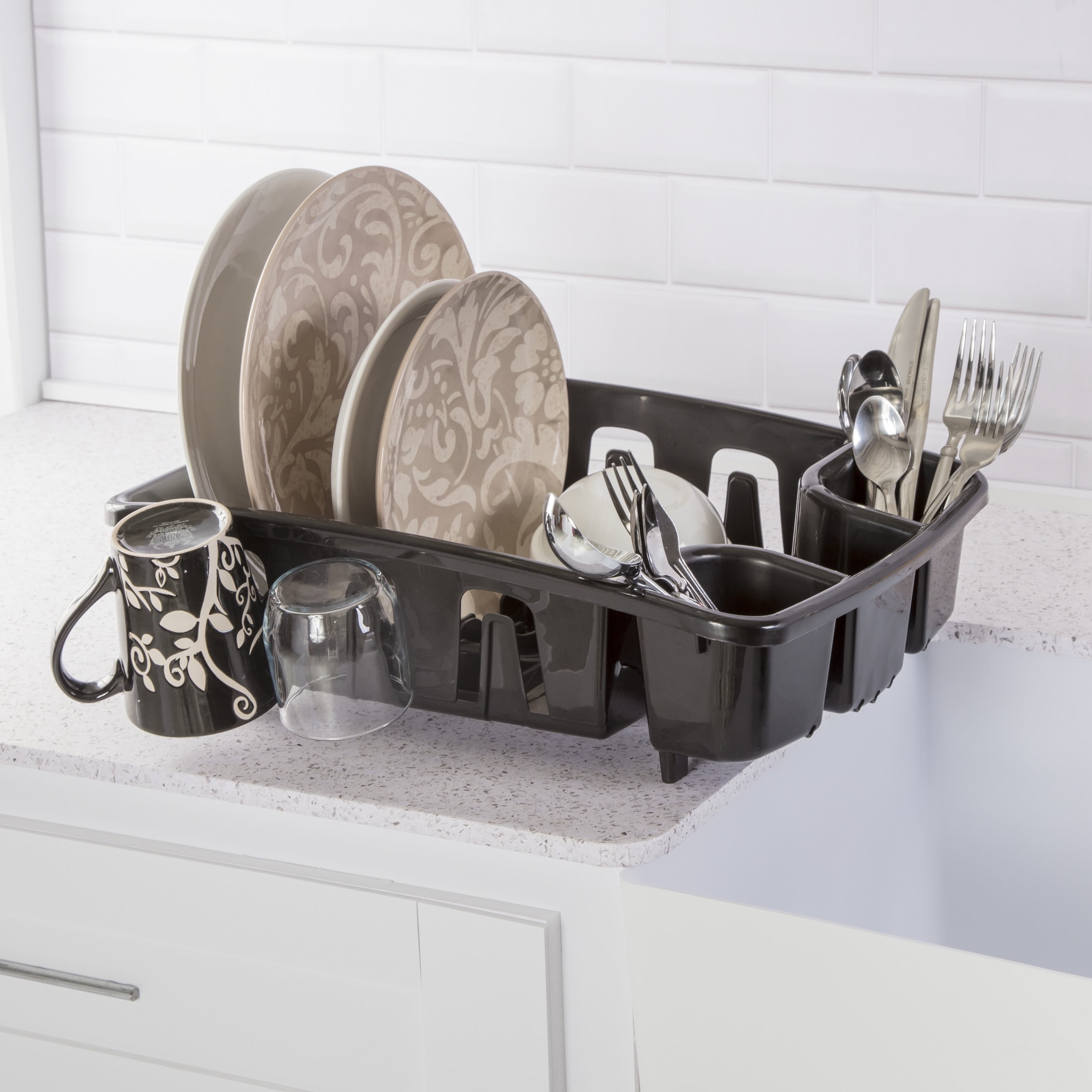Sterilite DrainRack, Inclined Base for Draining, Black