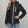 thumbnail image 7 of vdgthytj Womens Rain Jacket Windproof Drawstring Hooded Jackets Lightweight Waterproof Solid Travel Hiking Outwear with Pockets(Large,Black), 7 of 7