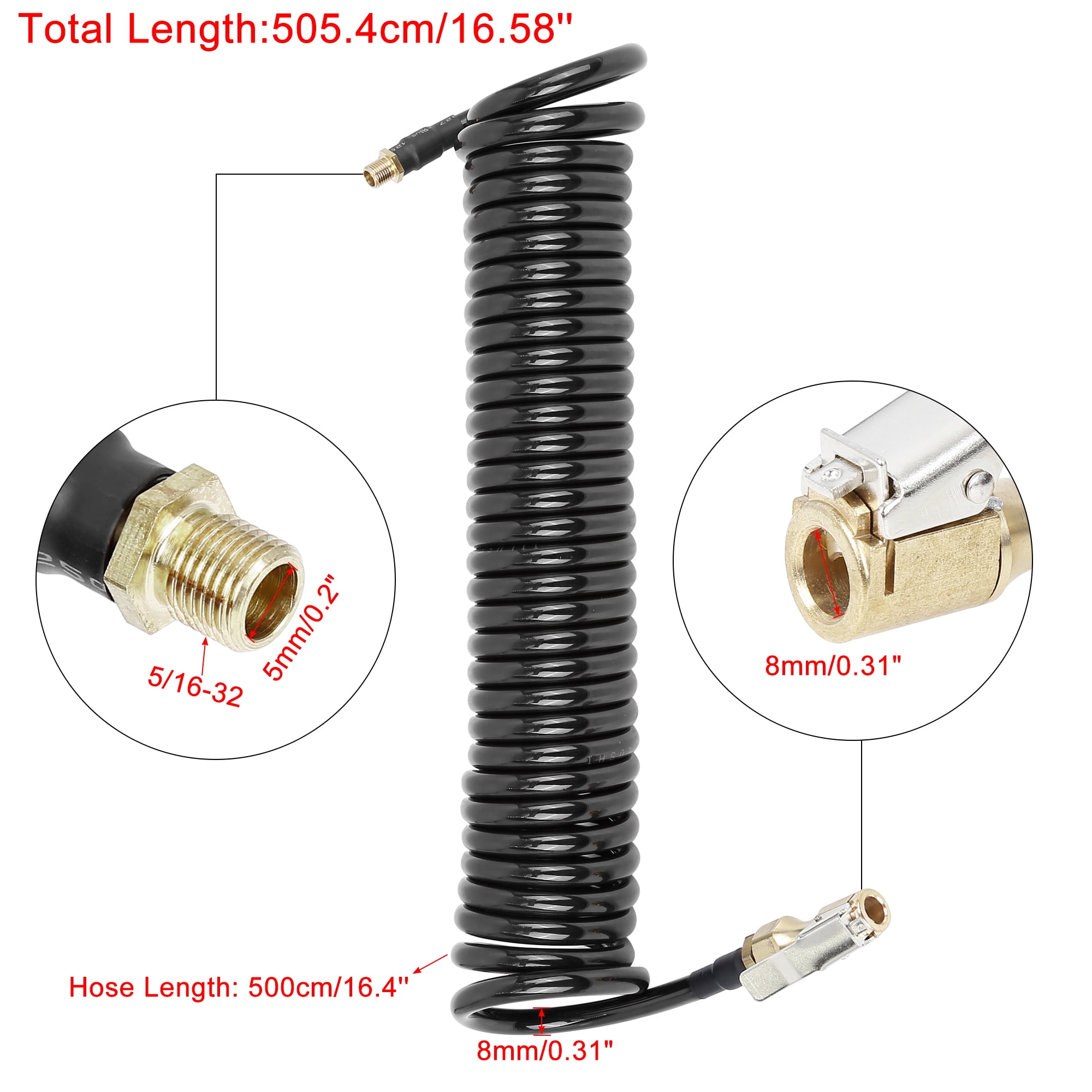 Unique Bargains Black Tire Inflator Hose Locking Air Chuck 0.31" OD