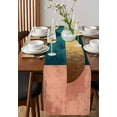 thumbnail image 4 of ERUNPONLY Boho Table Runner - 72 Inch Long Modern Abstract Gold Teal Geometric Art Cotton and Linen Blended Dress Scarves Farmhouse Table Runner for Kitchen Dining, Coffee Table, 13"x72", 4 of 8