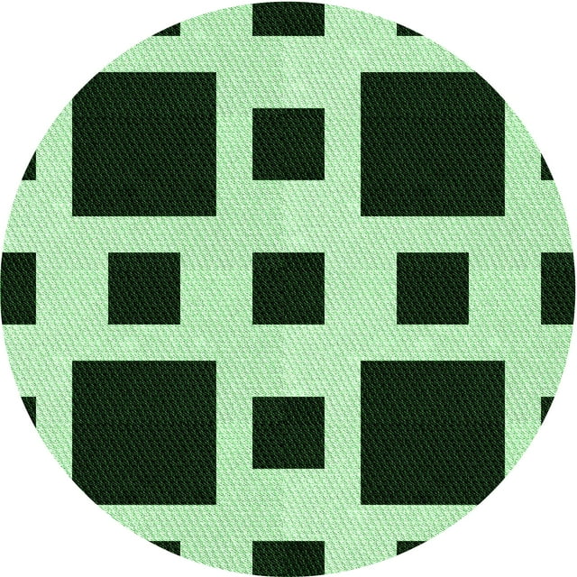 Ahgly Company Machine Washable Indoor Round Transitional Dark Forest Green Area Rugs, 3' Round
