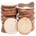 thumbnail image 4 of HOMEMAXS 50pcs Wood Slices Craft Woods Predrilled Wood Rounds Diy Wood Discs with String for Wedding Decorations, 4 of 8