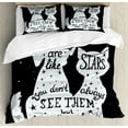 thumbnail image 1 of Dog King Size Duvet Cover Set, Friends are Like Stars Quote with Silhouette of Pets on a Space Themed Backdrop, Decorative 3 Piece Bedding Set with 2 Pillow Shams, Indigo and White, by Ambesonne, 1 of 3