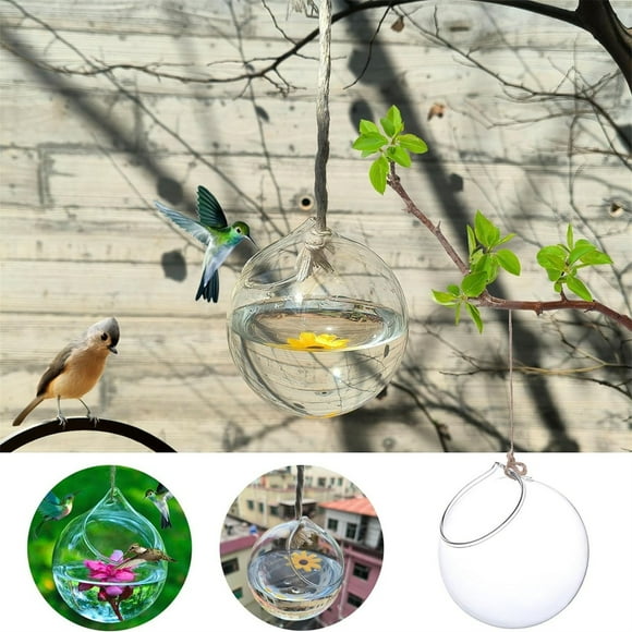 Mangeoire en Verre Soufflé Élégante Distributeur Intelligent de Jardin pour Observation des Oiseaux en Extérieur