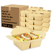 Karat [200 ct] Paper Take-Out Boxes | 2-Compartment | 48 fl. oz | Kraft