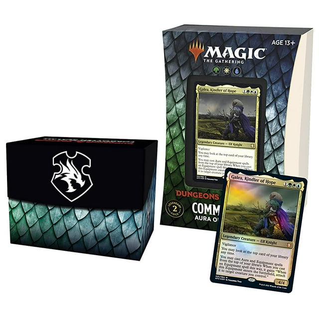 Magic: The Gathering Aventures dans les Royaumes Oubliés Deck de Commander – Aura de Courage (Vert-Blanc-Bleu)