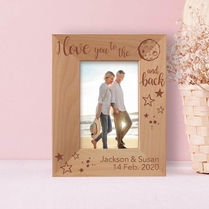 love you to the moon & back frame Wooden Picture frame with string detail 