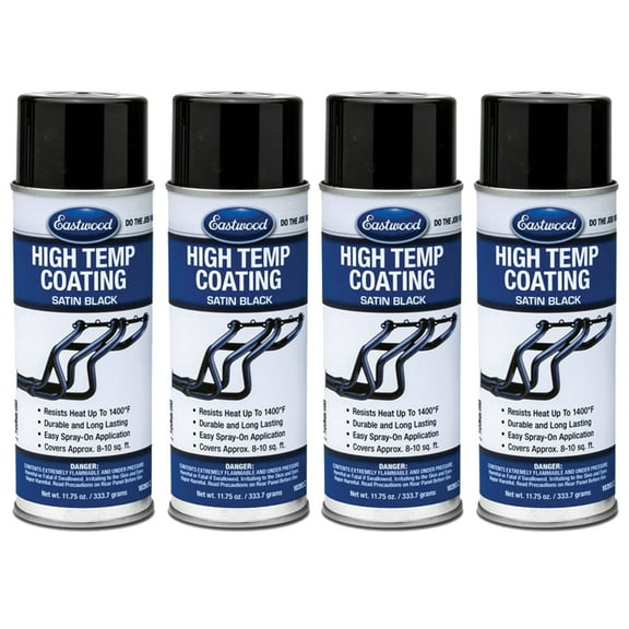 Eastwood High Temperature Satin Black Exhaust Manifold Coating Paint Aerosol 11.75 oz 4 Pack