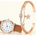 thumbnail image 4 of Women's Vintage Watch - Luminous Dial, Leather Strap, Gold Case, Elegant Dress Watch for Women, Perfect Gift for Her, 4 of 5
