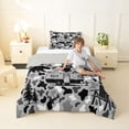 thumbnail image 4 of Catabedysis Camo Camping Twin Comforter Sets,Wildlife Camper Pattern Bedding Set For Boys,Black Grey,Light Gray Reversible,2 Pieces,1 Comforter and 1 Pillowcase, 4 of 7