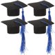 thumbnail image 1 of KAKOWELY 4 birretes de graduación con adornos para botellas de vino, mini sombreros de doctorado con borlas., 1 of 5