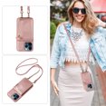 thumbnail image 5 of Nalacover RFID Blocking Wallet Case for iPhone 12 Pro Max, Shockproof PU Leather Magnetic Button Zipper Purse Card Slots & Kickstand Crossbody Phone Case with Shoulder & Wrist Strap,Rosegold, 5 of 12