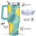 thumbnail image 3 of 40oz Tropical Pineapple Pattern Stainless Steel Flip Straw Tumbler Spill Proof Travel Cup Double Wall Vacuum Insulated Coffee Mug with Top Handle, 3 of 6