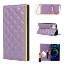 Allytech iPhone 12/iPhone 12 Pro Case with Neck Strap Crossbody Chain, Flip Kickstand PU Leather Shockproof Credit Card Slots & Hidden Mirror Girls Women Case for iPhone 12/12 Pro 6.1", Purple
