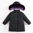 thumbnail image 4 of Gubotare Kids Jacket Big Boys Girls Thicken Winter Coat Kid Fleece Warm Cute Hooded Jacket Clothes Size 9-10 Years (Black,9-10 Years), 4 of 9