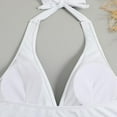 thumbnail image 3 of Aayomet Maillot de Bain Femme Rayé Bikini Ensemble (Blanc, L), 3 of 5