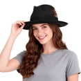 thumbnail image 4 of BadPiggies Fedora Hat for Men and Women Short Brim Roll Up Cowboy Hats with Feathers (Black), 4 of 9