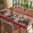 thumbnail image 3 of Christmas Truck Table Cloths for 3 Foot Rectangle Tables, Xmas Snowflakes Tree Farmhouse Wooden Patio Waterproof Elastic Fitted Tablecloths, Washable Rectangular Table Cover for Camping, 3 of 8