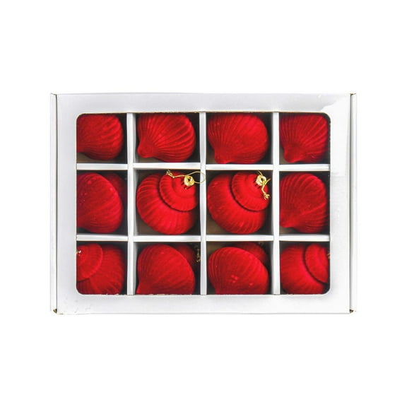 Leodye 2.36inch Burgundy Velvet Christmas Ornaments Balls Flocked Christmas Tree 12PCS Plastic Balls Xmas Hanging Ornaments Decoration