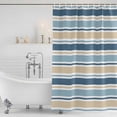 thumbnail image 3 of Khaki Blue Striped Shower Curtain, Waterproof Shower Curtains for Bathroom, Farmhouse Stripes Modern Abstract Art Washable Fabric Bathtub Curtain Set Bath Decor with 12 Hooks Standard 72"x72", 3 of 8