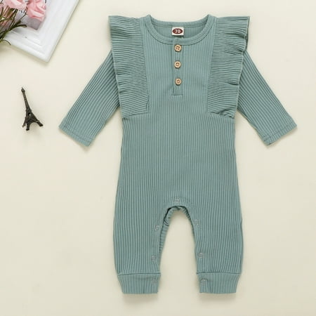 

Hunpta Newborn Infant Baby Boys Girls Long Sleeve Solid Ruffles Romper Jumpsuit