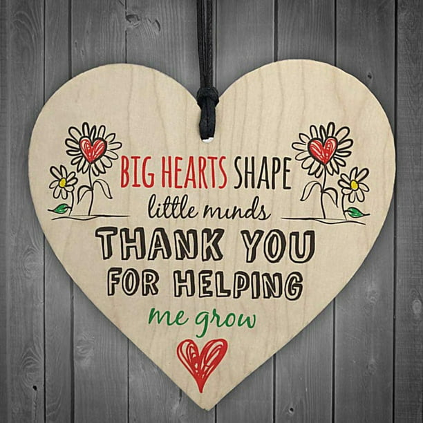 Teacher Leaving Gift Nursery Wooden Hanging Pendant Heart Plaque Decor