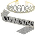 thumbnail image 1 of Women Glittering Rhinestone Letter Print Sash Tiara Set Birthday Party Supplies, 1 of 5