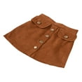 thumbnail image 4 of Ensemble Jupe Boutons Marron Manches Plumes Col Haut pour Filles, 4 of 5