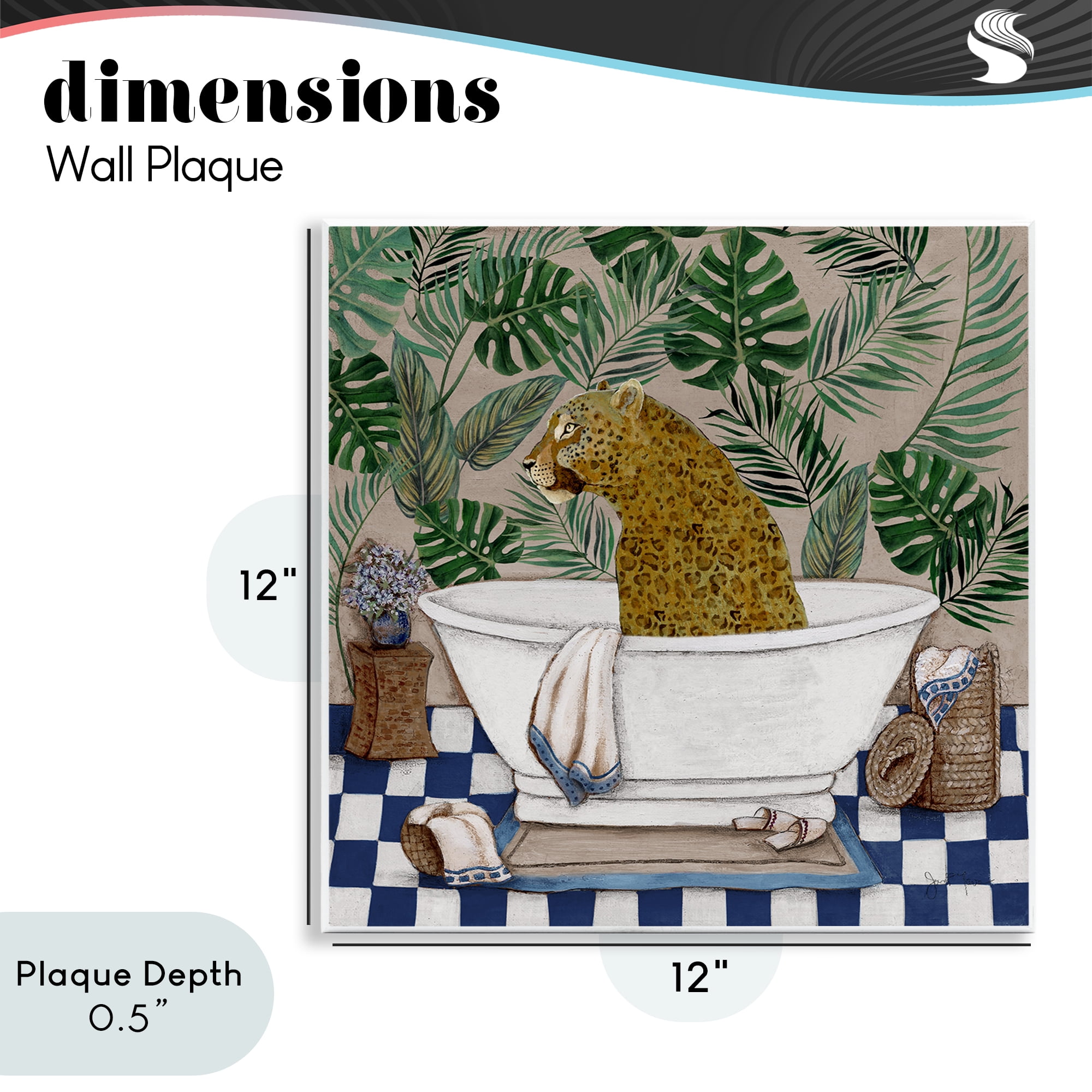 Stupell Industries Leopard in Tropical Bathtub Wall Plaque Art, design by Janet Tava