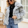 thumbnail image 6 of BiZtdJrK Back To School Prime Sales Womens Faux Fur Coat Fleece Cropped Lapel Jacket Long Sleeve Plush Warm Thickening Coats Warm Winter Open Front Jackets 2025 Gray 3XL, 6 of 9