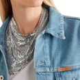 thumbnail image 2 of Metallic Sequin Bandanas Scarf Punk Metallic Neck Scarf Club Party Neckwear Rhinestone Triangle Scarf for Women Silver, 2 of 7