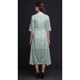 thumbnail image 3 of Bimba Cotton Green Prickly Fish & Dolphin Ocean Printed Ladies Asymmetrical Pocket ShiftÂ&nbsp;DressÂ&nbsp;Short Sleeve V Neck MidiÂ&nbsp;Dress-Large, 3 of 4