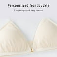 thumbnail image 3 of No Show Bra Women No Underwire Bra Thin Cup Comfortable Lace Underwear V-Neck Seamless Bra Feature Hook and Eye Closure Soft Bra Style Y-497 , Beige M, 3 of 7
