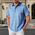 thumbnail image 2 of Striped Polo Shirts for Men Short Sleeve Collar Summer, Men's POLO Shirt Pinstripe, Blue 2xl, 2 of 5