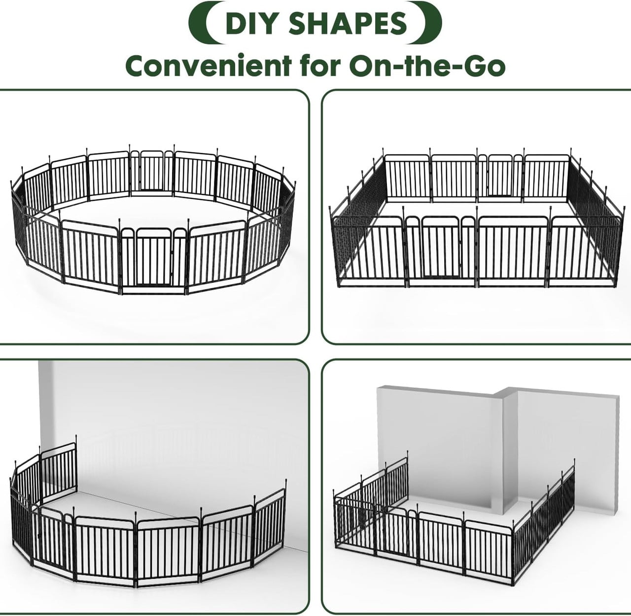 Petorldog Dog Playpen 32” Height 8 Panels dog Fence,Thickened Portable Pet Pen with Handle & Strap, Easy Install Curved Panel Design for Indoor & Outdoor Use