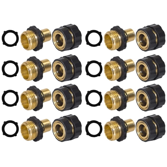 Cozival Garden Hose Quick Connect, Solid Brass No-Leak Hose Fittings, Tool-Free Fast Connection Adapter for Standard Hoses, Multi-Scene Garden Watering, Car Washing, Patio Cleaning