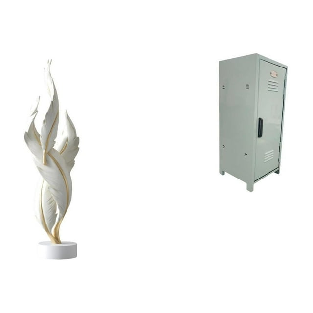 Escultura de pluma, figura decorativa, mini armario de almacenamiento de metal, contenedor de resina, organizador de almacenamiento seguro, adecuado p