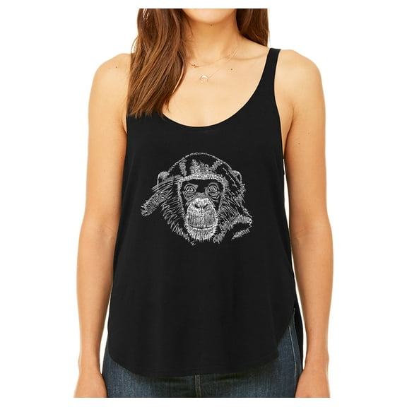 LA Pop Art Women's Word Art Flowy Tank Top - Chimpanzee
