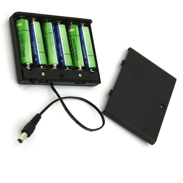 6 x Portapilas AA 2A, Estuche de Almacenamiento de 9 V, Caja Adjunta con Cables y Interruptor de Encendido/Apagado