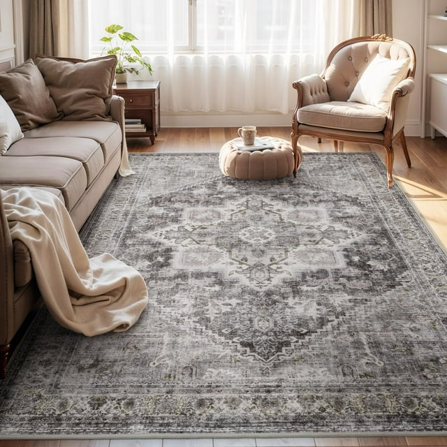 x Area Rugs for Living Room Rug Bedroom Carpet Washable Vintage Traditional Dark