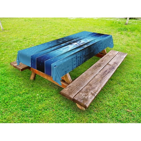 

Abstract Outdoor Tablecloth Mosaic Pattern with Fragments Little Ceramic Style Square Digital Image Art Decorative Washable Fabric Picnic Tablecloth 58 X 120 Inches Indigo Sky Blue by Ambesonne