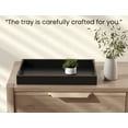 thumbnail image 2 of Fibogollo Bamboo Serving Tray with Metal Handles,17x12in Ottoman Decorative Trays Platter for Coffee Table,Living Room,Bar,Party,Large(Black), 2 of 6