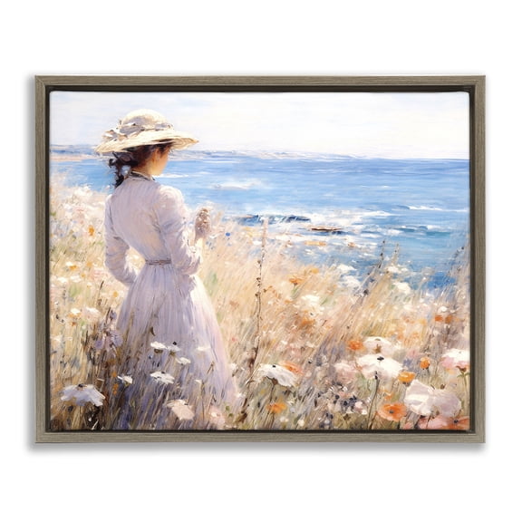 Stupell Industries Traditional Classic Woman by Shore Brown Floating Frame Canvas Art, 31 x 25, by RB