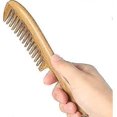 thumbnail image 2 of Handmade 100% Natural Green Sandalwood Hair Combs Anti-static Sandalwood Scent Wooden Detangling Comb (wide Teeth), 2 of 5