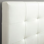 Boyd Sleep Roma White Faux Leather Queen Size Fully Upholstered Platform Bed Frame with Adjustable Headboard