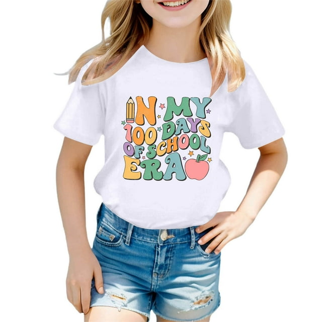 MEZZALL T-Shirt Décontracté pour Enfant, Col Rond, Manches Courtes, Ample, Classique, Quotidien, Blanc, 8-9 Ans