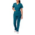 thumbnail image 1 of Conjunto médico Adar Pro Breakthrough Plus para mujer - Top con cuello en V mejorado y pantalones con múltiples bolsillos - 4400 - Azul caribeño - S, 1 of 5
