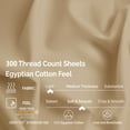 thumbnail image 4 of Superior 3-Piece 300 Thread Count Tan Egyptian Cotton Sheet Set, Twin XL, 4 of 8