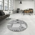 thumbnail image 4 of Ahgly Company Machine Washable Indoor Round Transitional Gray Area Rugs, 4' Round, 4 of 7