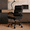 Black, variant on TMV Ergonomic Executive Desk Chair - PU Leather Adjustable Arm Swivel Office Chair for Vanity Desk, Home & Executive Desk,Black